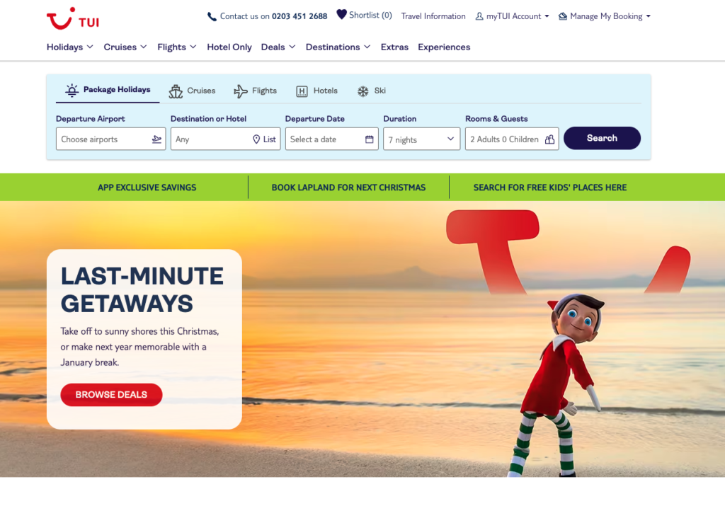 TUI homepage | Ratio Partners CRO webinar